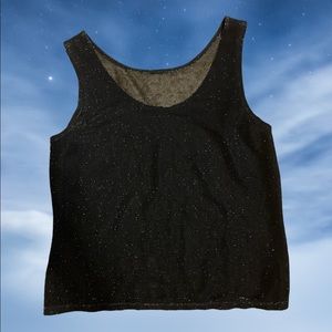 Sparkly Black Mesh See Through Tank Top Cami